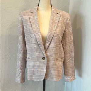 Ann Taylor White and Purple Blazer Tailored Structured Silhouette